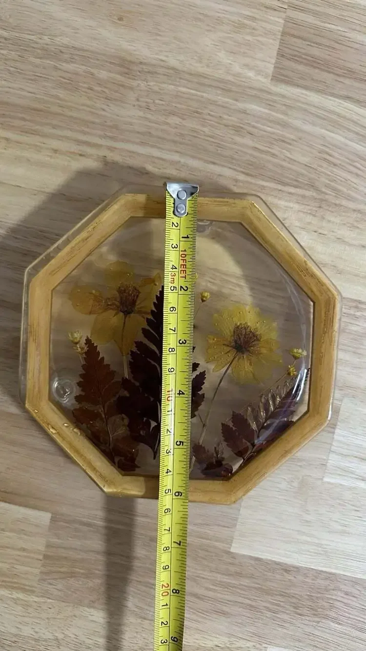 Acrylic Resin Trivet 6-inch Dried Pressed Flower Design